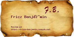 Fricz Benjámin névjegykártya