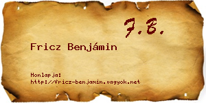 Fricz Benjámin névjegykártya